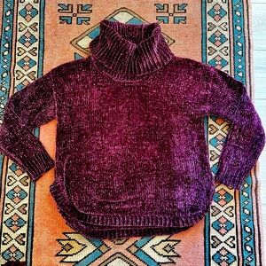 Jones New York purple maroon chenille knit turtleneck sweater sz small